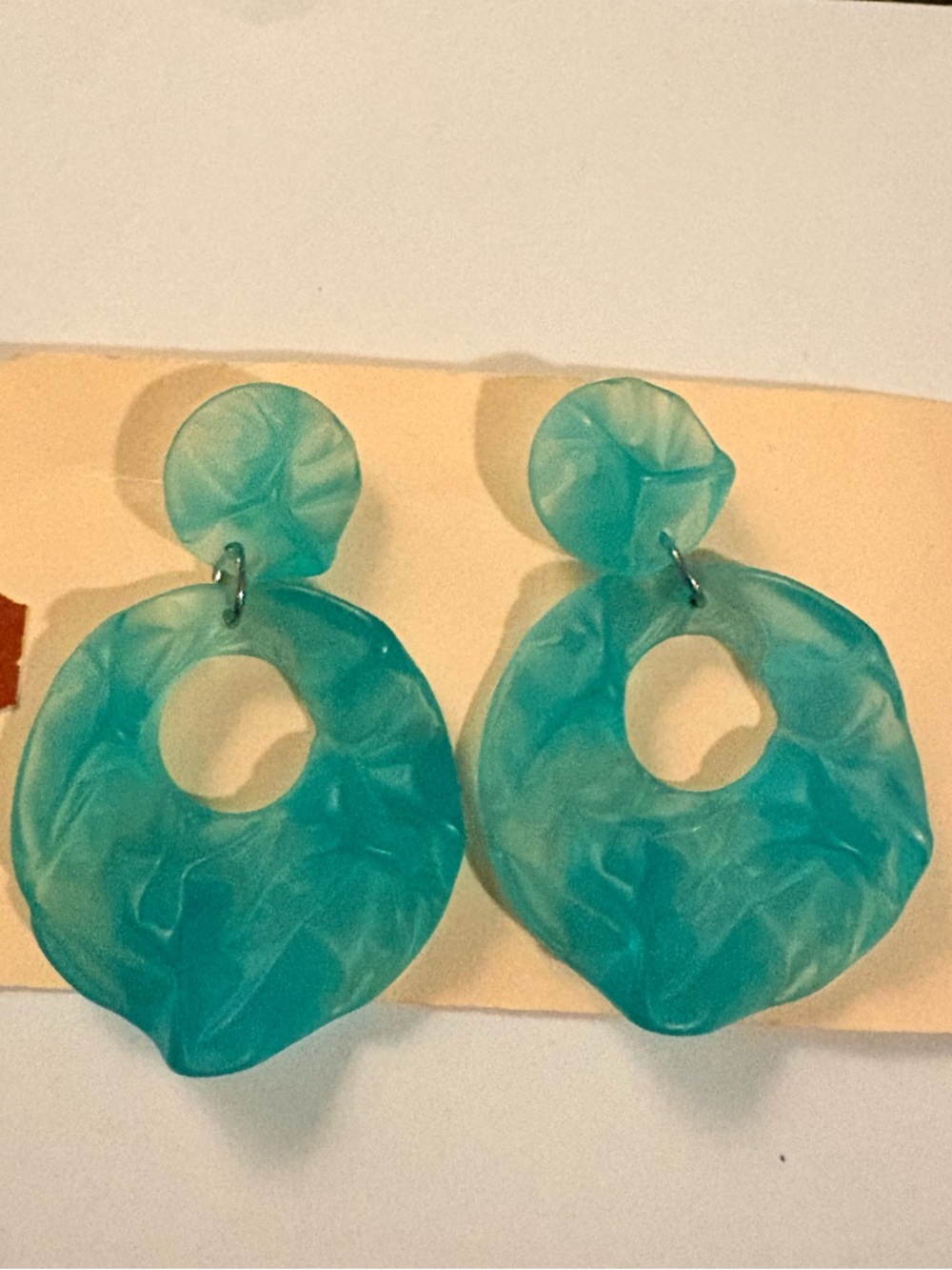 Handmade Turquoise Resin Hoop Drop Earrings - Women Jewelry